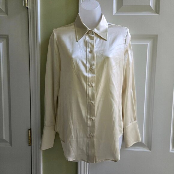 SABLYN Vincent B Slim Fit Button Down Top in Gardenia Size XS - Picture 3 of 14